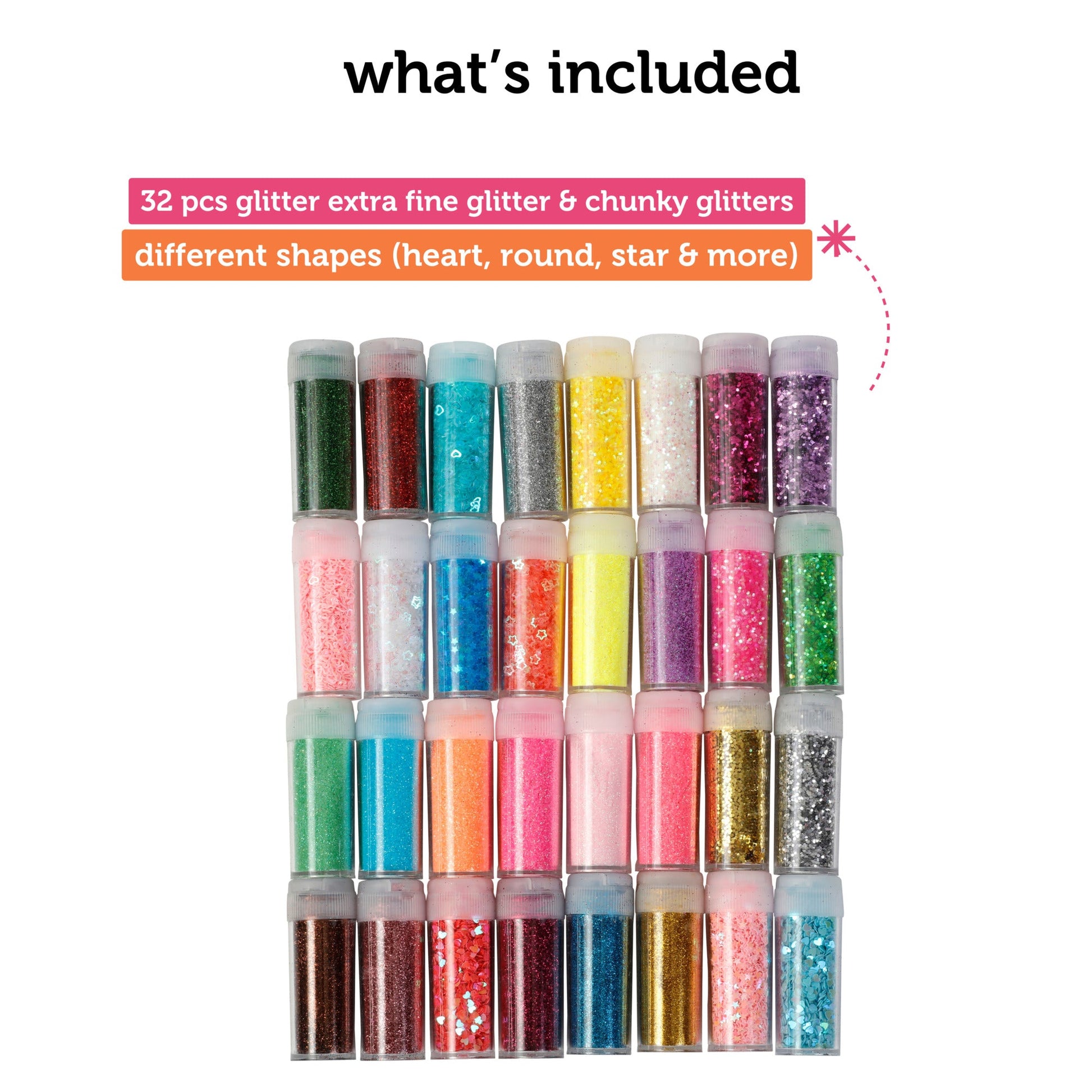 Image of What's Included in the Bulk Glitter Set | Caption-What's Included in the Bulk Glitter Set